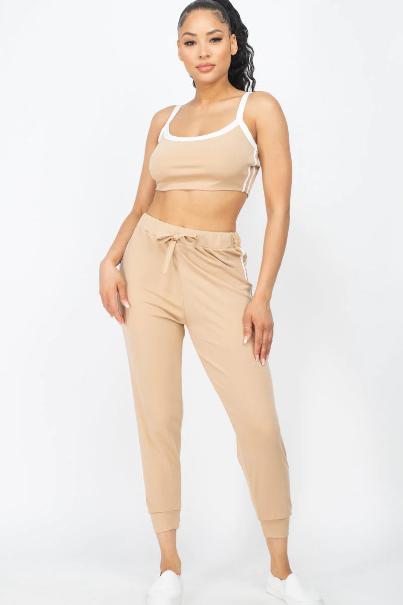 Side Striped Crop Top and Leggings Sets (CAPELLA)