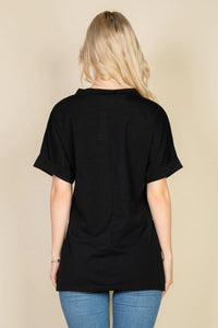 Thumbnail for Batwing Sleeve Side Slit Oversized Tee (CAPELLA)