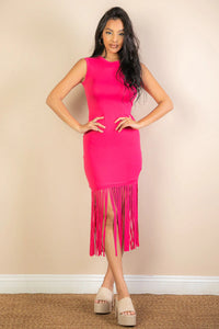 Thumbnail for Sleeveless Fringe Midi Dress (CAPELLA)