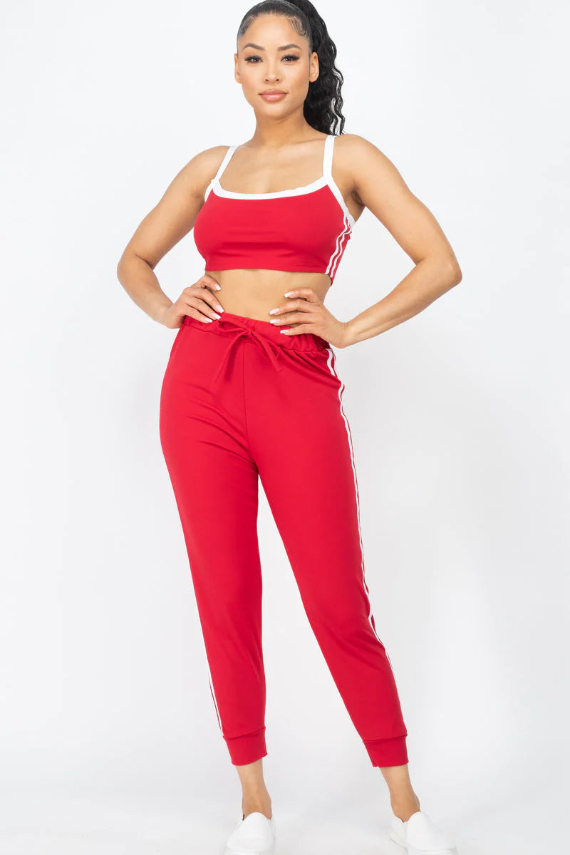 Side Striped Crop Top and Leggings Sets (CAPELLA)