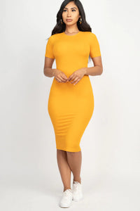 Thumbnail for Ribbed Bodycon Midi Dress (CAPELLA)