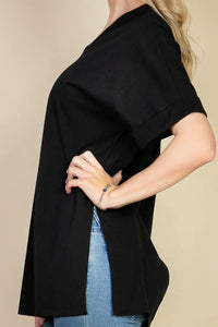 Thumbnail for Batwing Sleeve Side Slit Oversized Tee (CAPELLA)