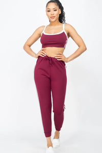 Thumbnail for Side Striped Crop Top and Leggings Sets (CAPELLA)