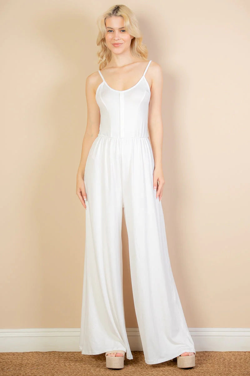 Button Front Wide Leg Jumpsuit (CAPELLA)