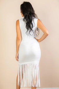 Thumbnail for Sleeveless Fringe Midi Dress (CAPELLA)