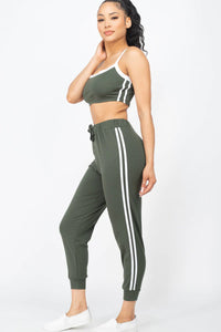 Thumbnail for Side Striped Crop Top and Leggings Sets (CAPELLA)