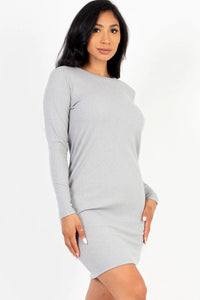 Thumbnail for Ribbed Long Sleeve Midi Dress (CAPELLA)