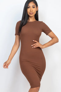 Thumbnail for Ribbed Bodycon Midi Dress (CAPELLA)