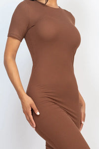 Thumbnail for Ribbed Bodycon Midi Dress (CAPELLA)